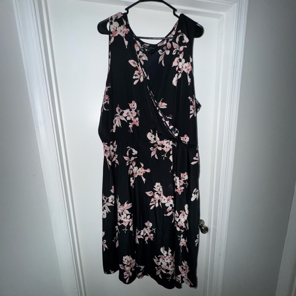 Lane Bryant Black Dress with Pink Floral Design